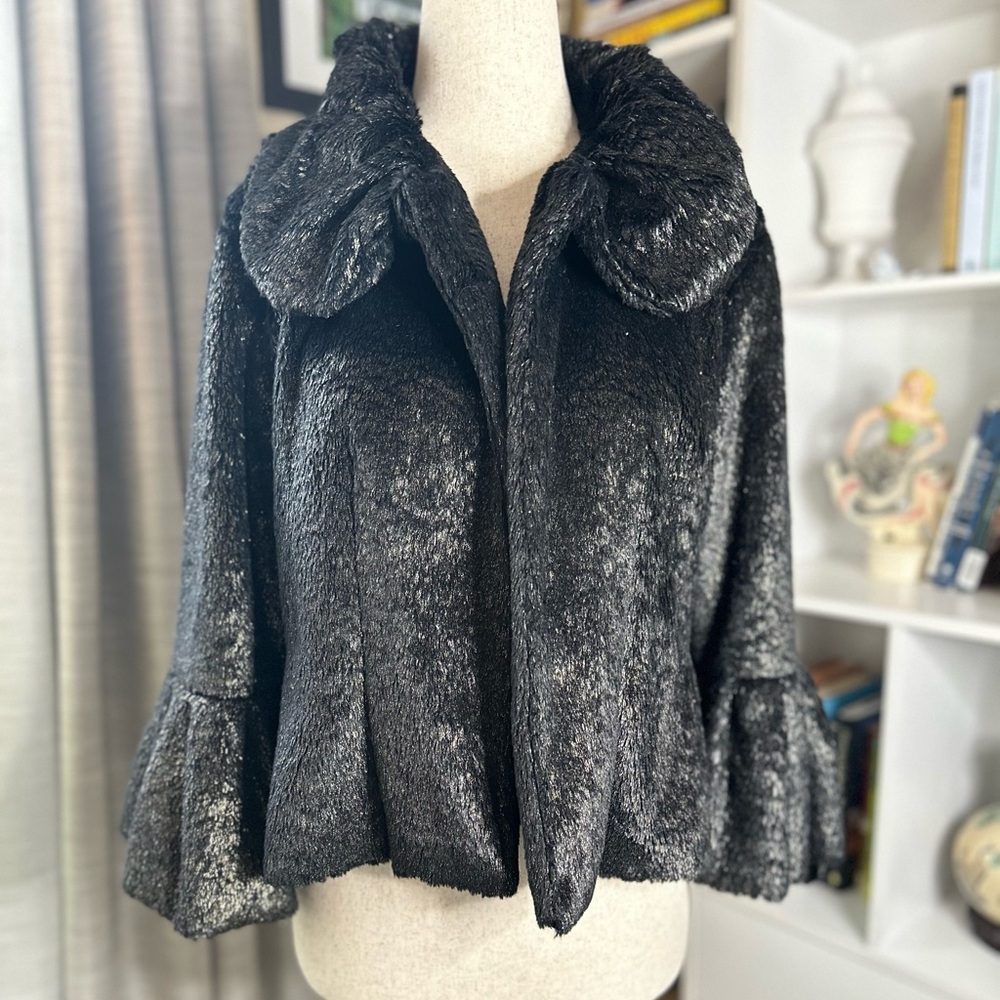 Alberto Makali Shimmering Black Cape Jacket